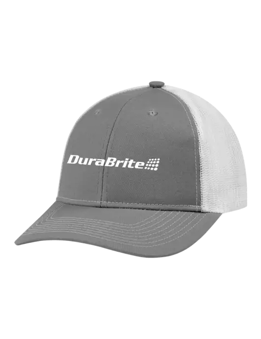 Snapback Ponytail Trucker Cap Light Medium Heather Grey w/White Mesh w/DuraBrite Logo