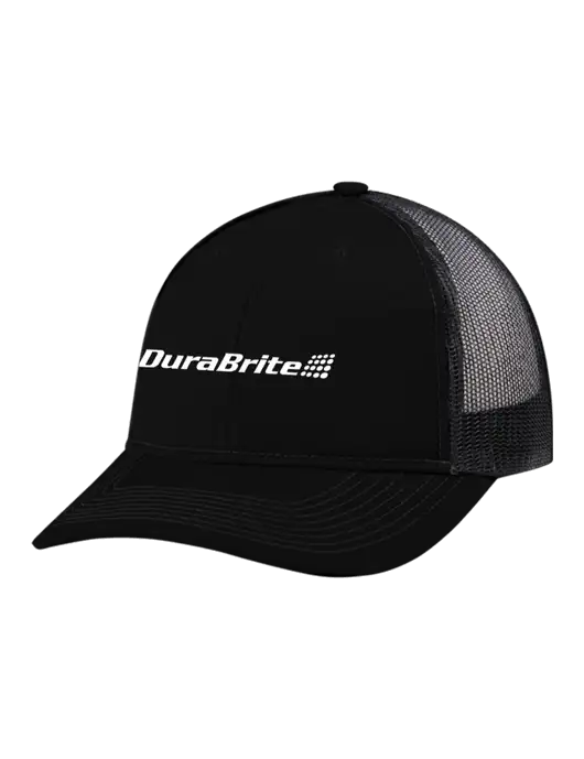 Snapback Ponytail Trucker Cap Black w/Black Mesh w/DuraBrite Logo