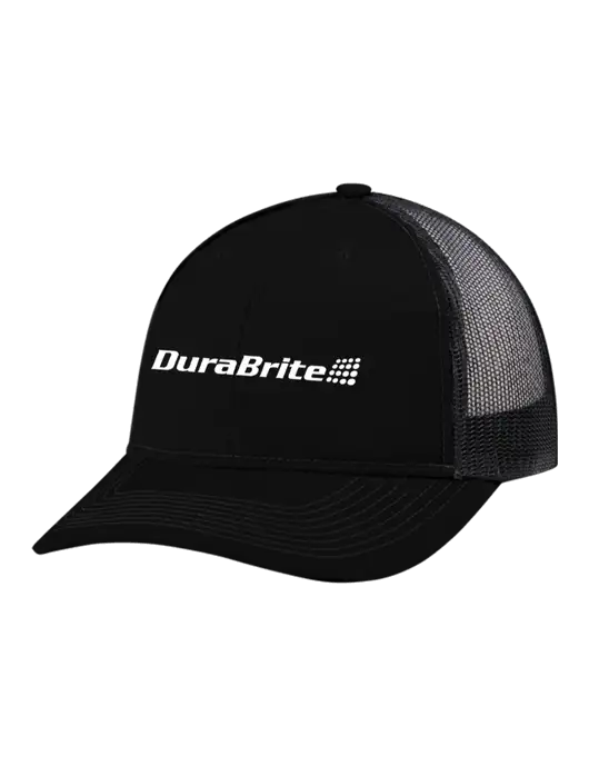 Snapback Ponytail Trucker Cap Black w/Black Mesh w/DuraBrite Logo