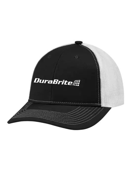 Snapback Ponytail Trucker Cap Black w/White Mesh w/DuraBrite Logo