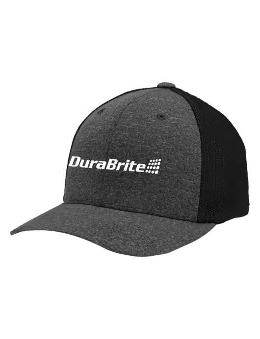 Flexfit Black/Dark Charcoal Heather Melange Mesh Back Trucker Cap w/DuraBrite Logo