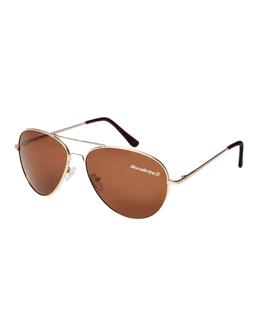 Aviator Coffee Brown with Gold Sunglasses  w/DuraBrite Logo