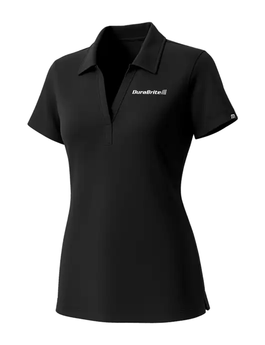 TravisMathew Womens Black Glenview Solid Polo w/DuraBrite Logo