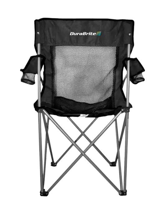 Titan Black/Black Mesh Folding Chair w/DuraBrite Logo