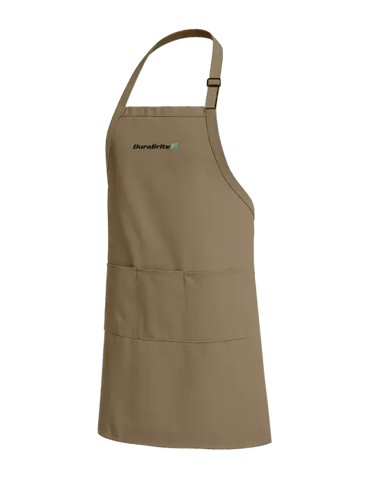 Easy Care Extra Long Bib Dark Tan Apron with Stain Release w/DuraBrite Logo