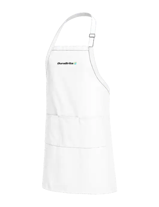 Easy Care Extra Long Bib White Apron with Stain Release w/DuraBrite Logo