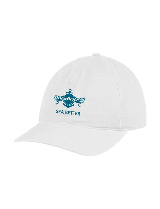 Garment Washed Unstructured Twill White Cap w/Anchor Sea Better Logo