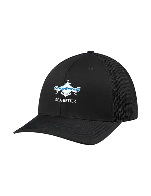 Richardson Adjustable Snapback Original 112 Trucker Cap Black w/Black Mesh w/Anchor Sea Better Logo