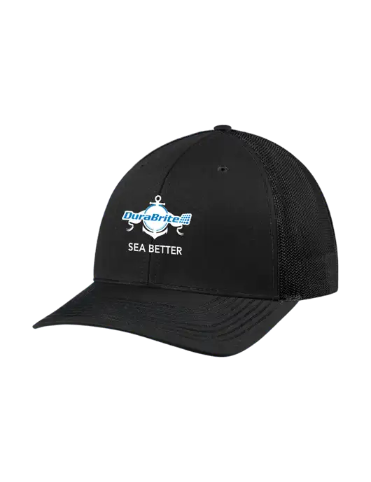 Richardson Adjustable Snapback Original 112 Trucker Cap Black w/Black Mesh w/Anchor Sea Better Logo