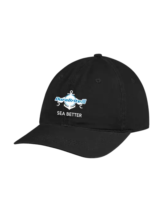 Garment Washed Unstructured Twill Black Cap w/Anchor Sea Better Logo