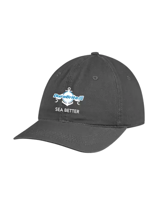 Garment Washed Unstructured Twill Charcoal Cap w/Anchor Sea Better Logo