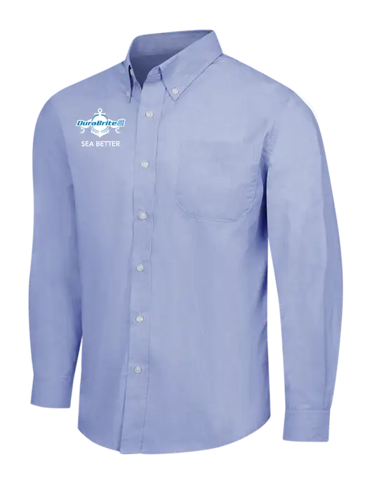 Light Slate Blue Crosshatch Easy Care Shirt w/Anchor Sea Better Logo