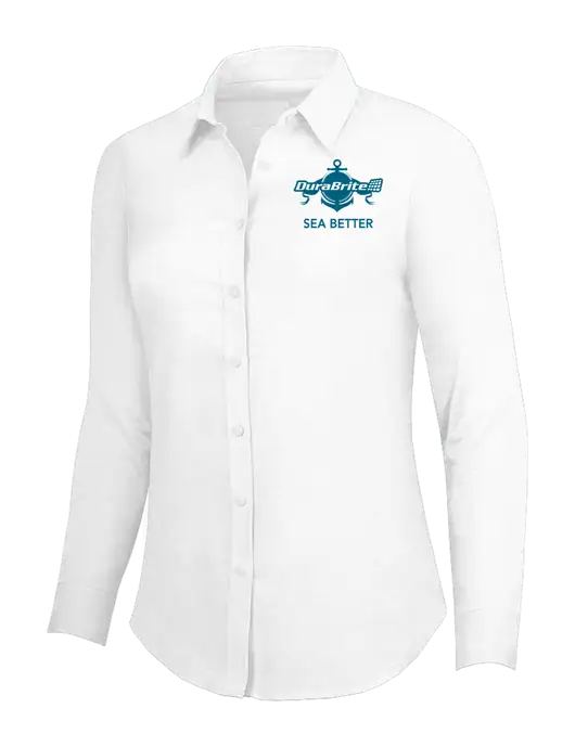 White Womens SuperPro Oxford Shirt w/Anchor Sea Better Logo