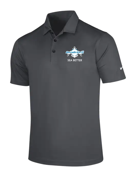 NIKE Dark Grey Dri-Fit Vertical Mesh Polo w/Anchor Sea Better Logo