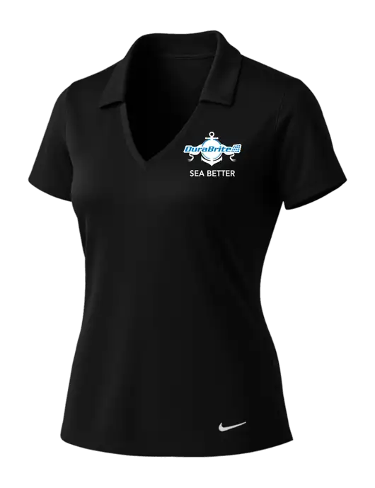 NIKE Black Womens Dri-Fit Vertical Mesh Polo w/Anchor Sea Better Logo