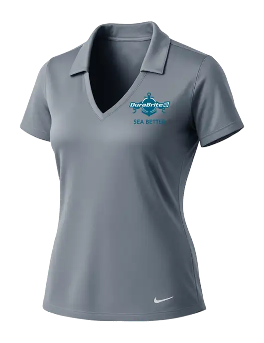 NIKE Medium Grey Womens Dri-Fit Vertical Mesh Polo w/Anchor Sea Better Logo