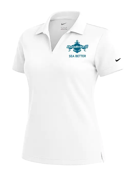 NIKE White Womens Dri-Fit Micro Pique Polo w/Anchor Sea Better Logo