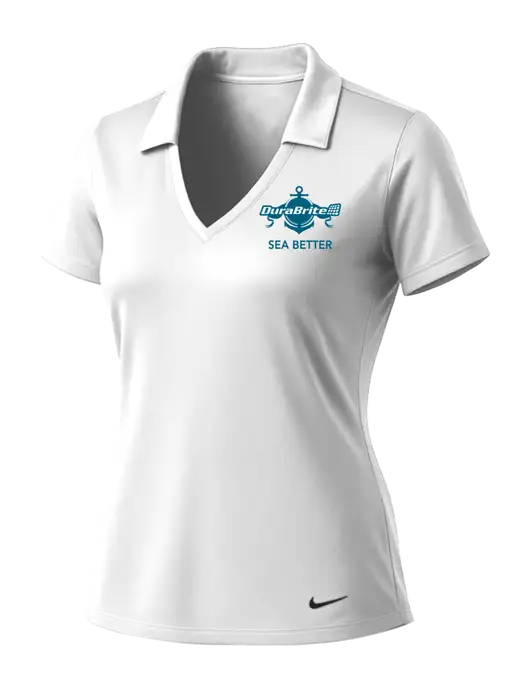 NIKE White Womens Dri-Fit Vertical Mesh Polo w/Anchor Sea Better Logo