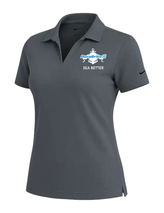 NIKE Dark Grey Womens Dri-Fit Micro Pique Polo w/Anchor Sea Better Logo
