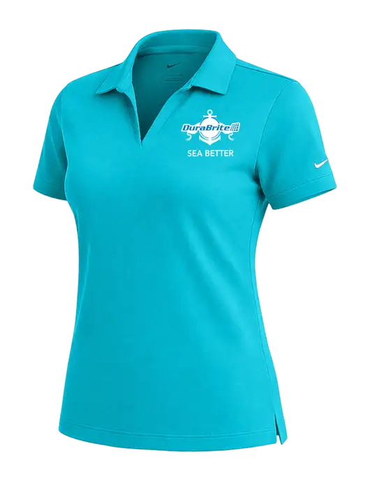NIKE Sapphire Blue Womens Dri-Fit Micro Pique Polo w/Anchor Sea Better Logo