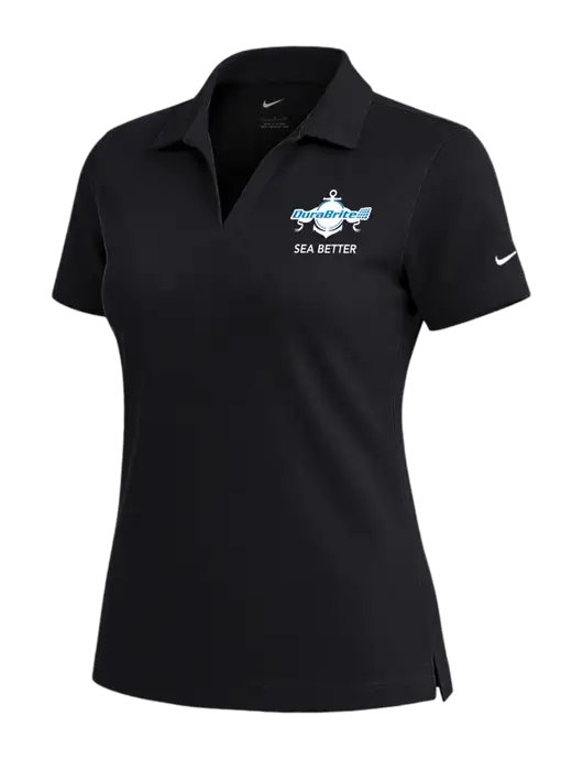 NIKE Black Womens Dri-Fit Micro Pique Polo w/Anchor Sea Better Logo