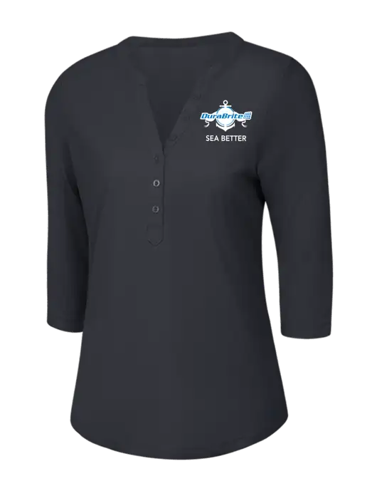 OGIO Charcoal Grey Jewel Henley w/Anchor Sea Better Logo