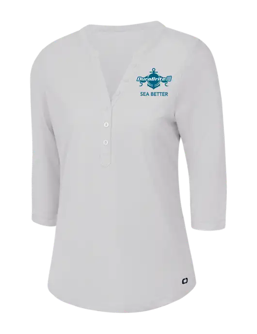 OGIO Bright White Jewel Henley w/Anchor Sea Better Logo