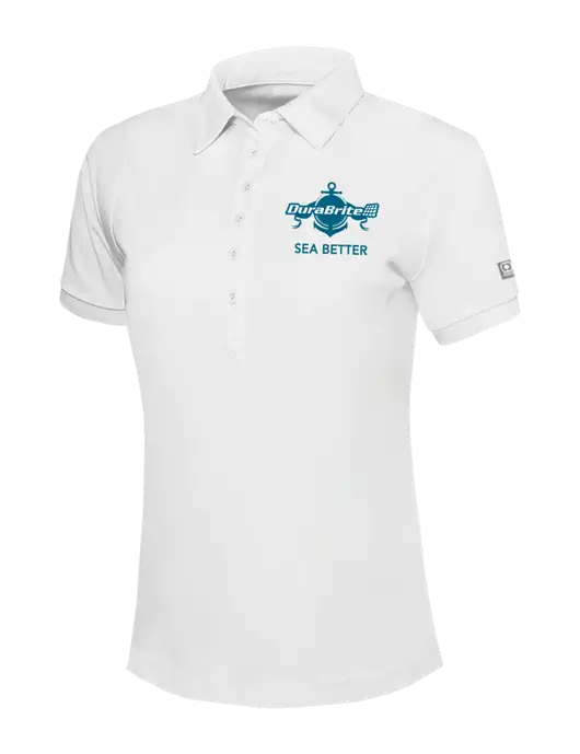 OGIO Womens Bright White Jewel Polo w/Anchor Sea Better Logo