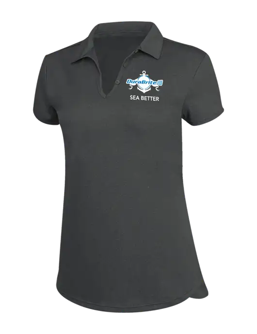 Womens Charcoal Trace Heather Polo w/Anchor Sea Better Logo
