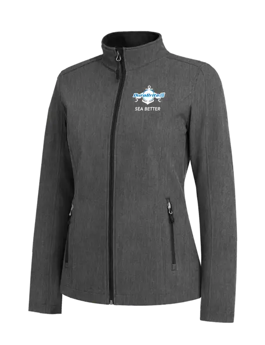Medium Grey Heather Womens Core Soft Shell Jacket w/Anchor Sea Better Logo