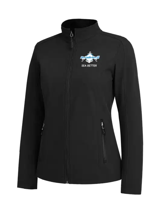 Black Womens Core Soft Shell Jacket w/Anchor Sea Better Logo