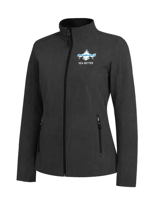 Black Charcoal Heather Womens Core Soft Shell Jacket w/Anchor Sea Better Logo