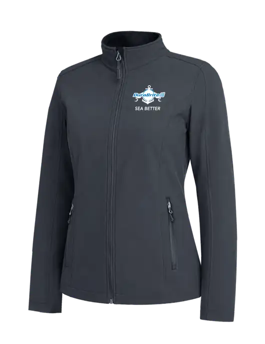 Charcoal Grey Womens Core Soft Shell Jacket w/Anchor Sea Better Logo