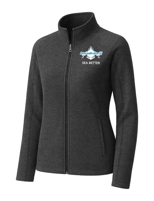 Charcoal Womens Heather Microfleece Full-Zip Jacket w/Anchor Sea Better Logo