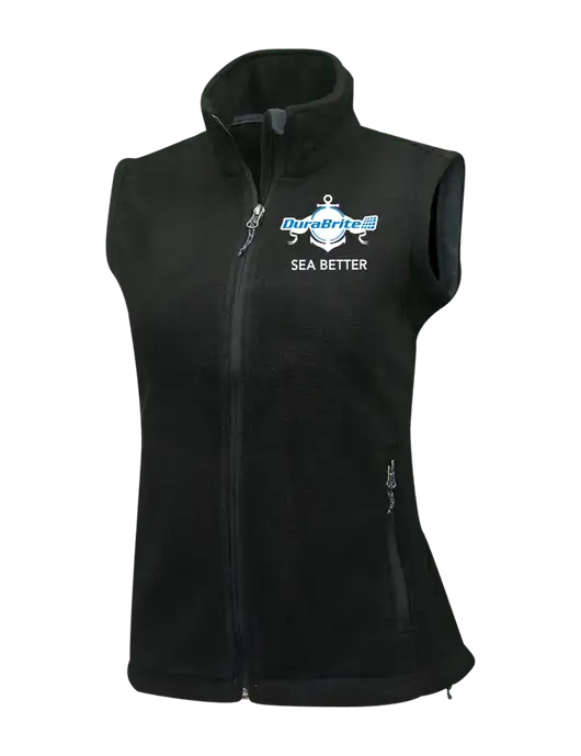 Womens Black Fleece Vest w/Anchor Sea Better Logo
