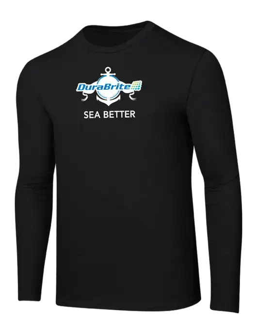 Ring Spun Jet Black 4.5 oz Long Sleeve T-Shirt w/Anchor Sea Better Logo