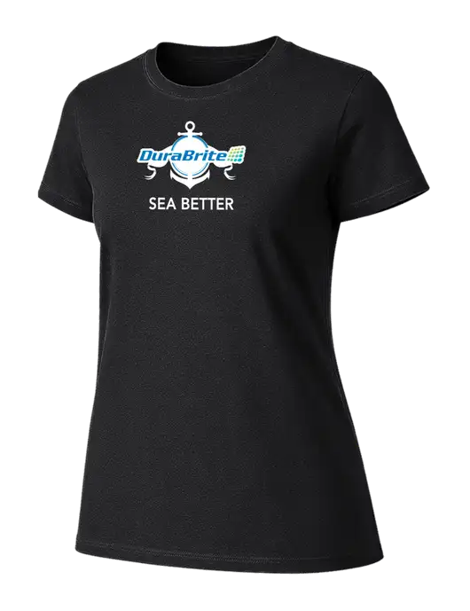 Womens Ring Spun Jet Black 4.5 oz T-Shirt w/Anchor Sea Better Logo