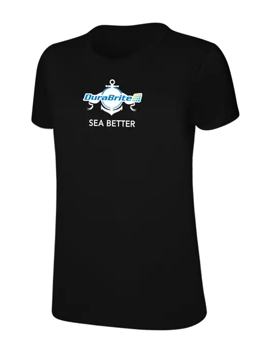 Womens Ring Spun Jet Black 4.5 oz T-Shirt w/Anchor Sea Better Logo