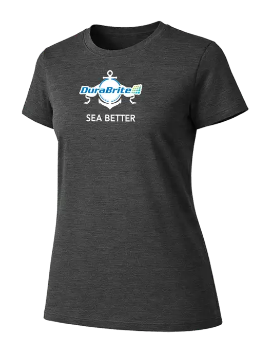 Womens Ring Spun Dark Heather Grey 4.5 oz T-Shirt w/Anchor Sea Better Logo