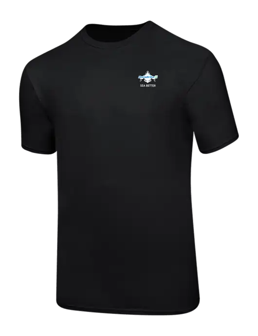 Ring Spun Jet Black 4.5 oz T-Shirt w/Anchor Sea Better Logo
