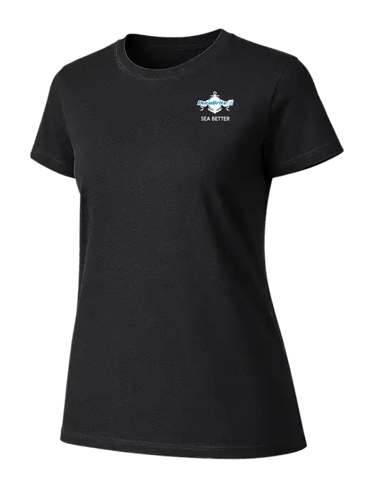 Womens Ring Spun Jet Black 4.5 oz T-Shirt w/Anchor Sea Better Logo