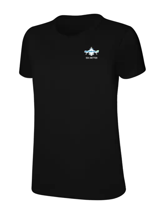 Womens Ring Spun Jet Black 4.5 oz T-Shirt w/Anchor Sea Better Logo