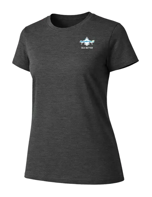 Womens Ring Spun Dark Heather Grey 4.5 oz T-Shirt w/Anchor Sea Better Logo