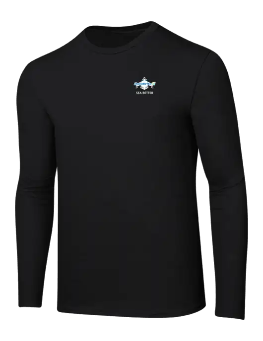 Ring Spun Jet Black 4.5 oz Long Sleeve T-Shirt w/Anchor Sea Better Logo