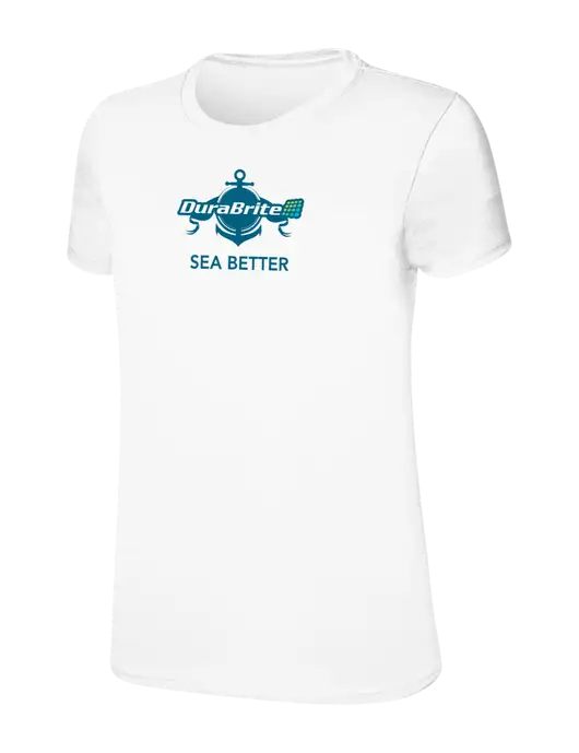 Womens Ring Spun White 4.5 oz T-Shirt w/Anchor Sea Better Logo