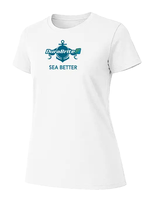 Womens Ring Spun White 4.5 oz T-Shirt w/Anchor Sea Better Logo