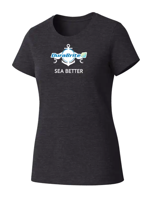 Womens Seriously Soft Heathered Charcoal T-Shirt w/Anchor Sea Better Logo