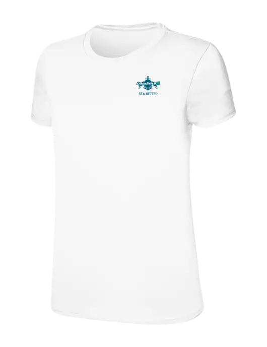 Womens Ring Spun White 4.5 oz T-Shirt w/Anchor Sea Better Logo