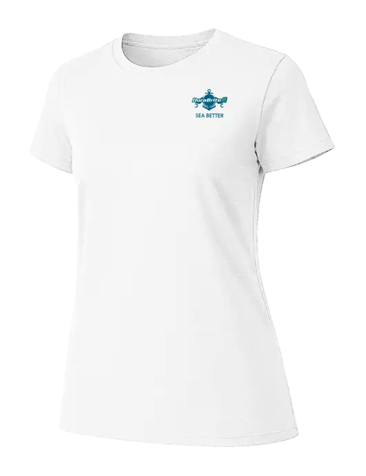 Womens Ring Spun White 4.5 oz T-Shirt w/Anchor Sea Better Logo