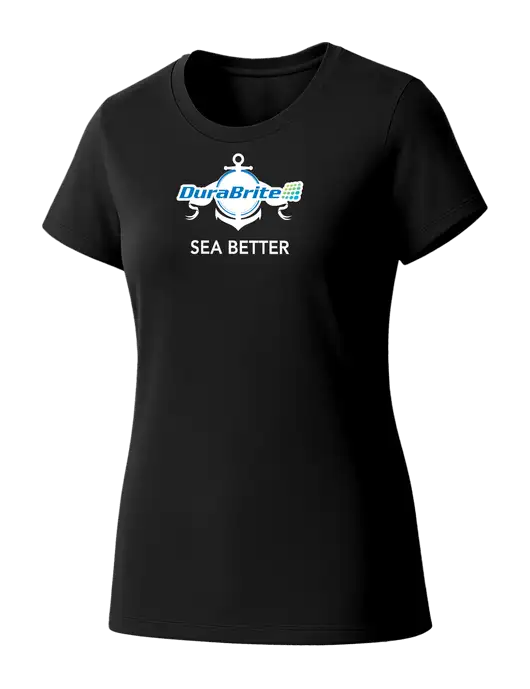 Womens Seriously Soft Black T-Shirt w/Anchor Sea Better Logo